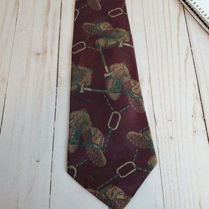 Vintage Ferrel Reed Nordstrom Silk Necktie Mens Burgundy Hiking Climbing Sports